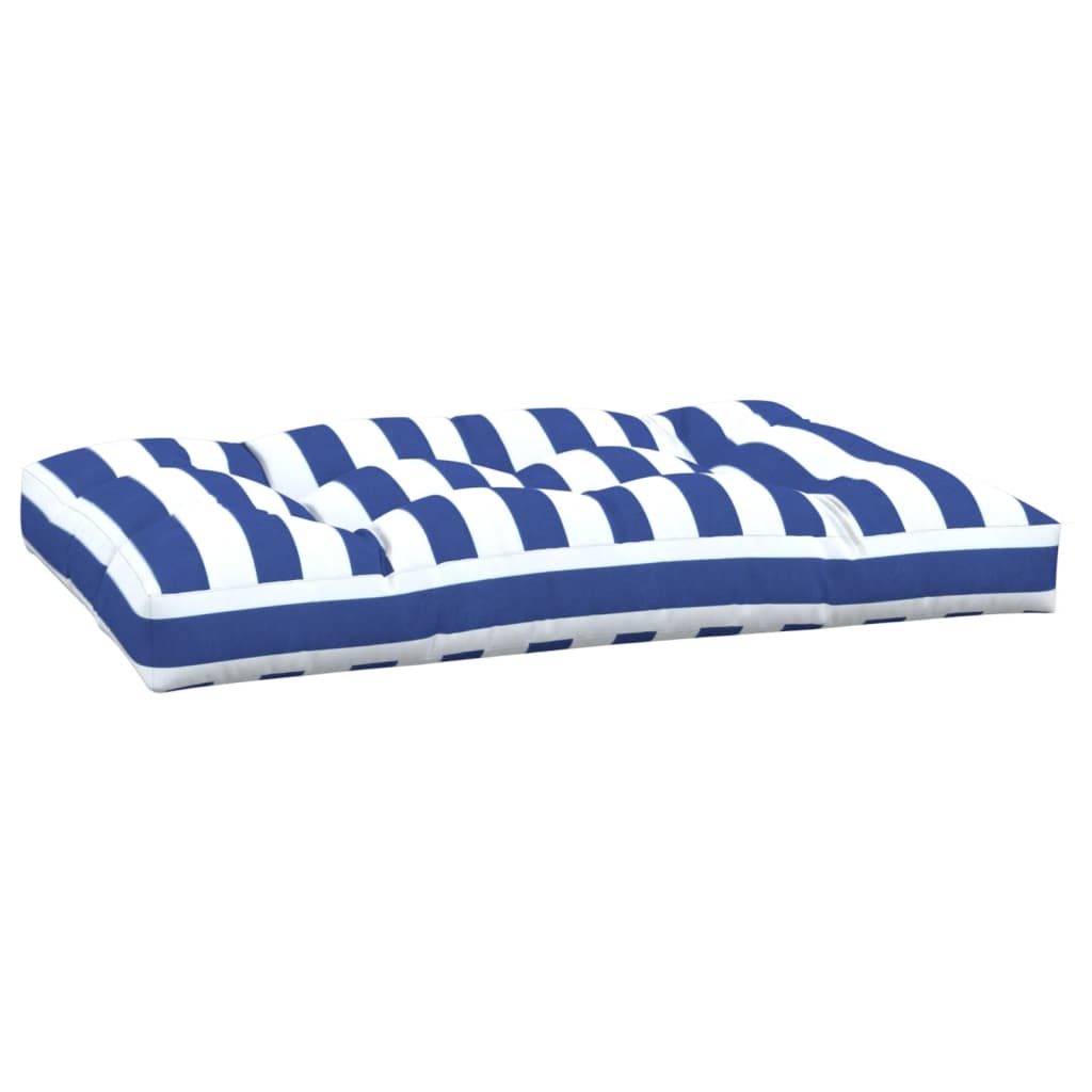 vidaXL Coussin de palette rayures bleues et blanches 120x80x12cm tissu