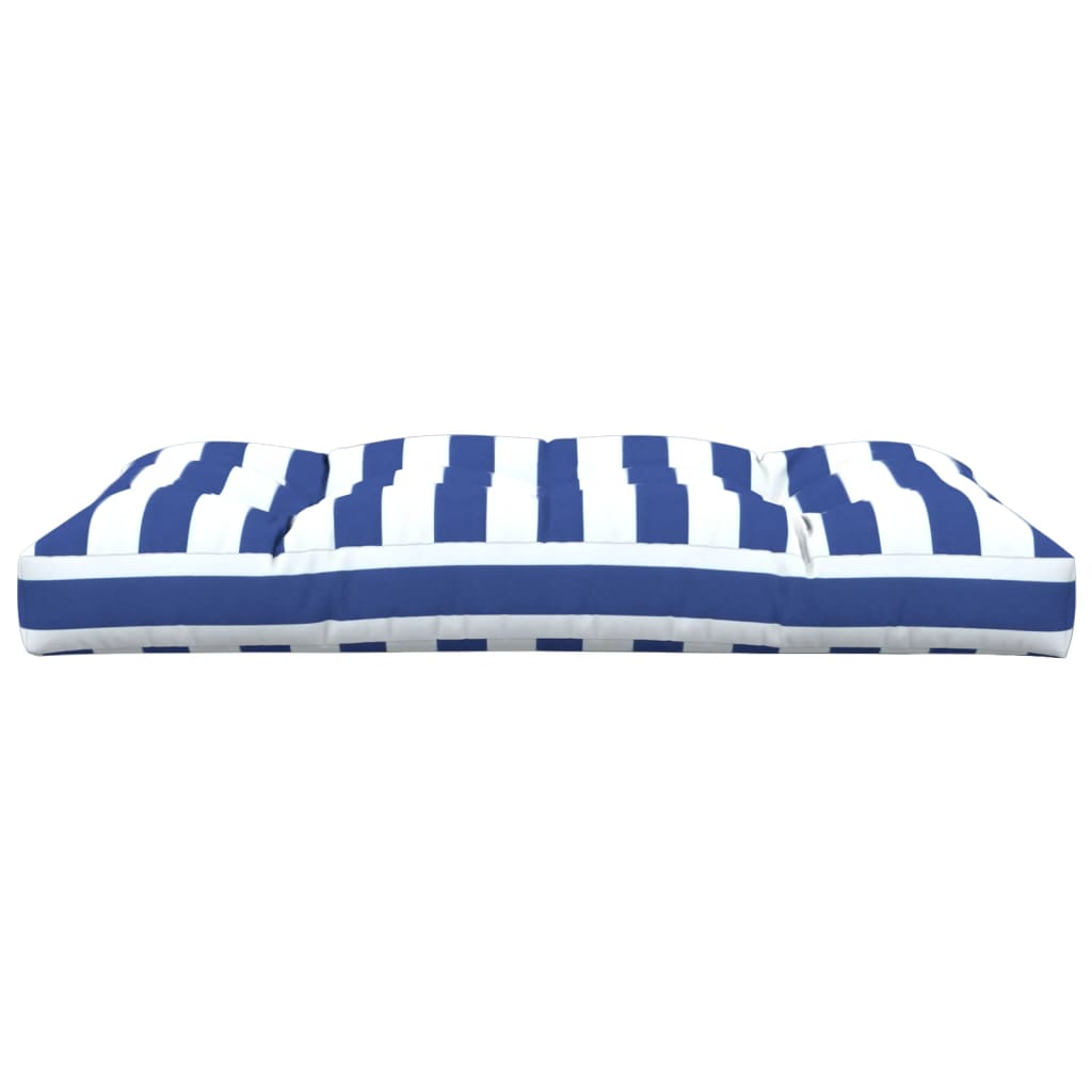 vidaXL Coussin de palette rayures bleues et blanches 120x80x12cm tissu