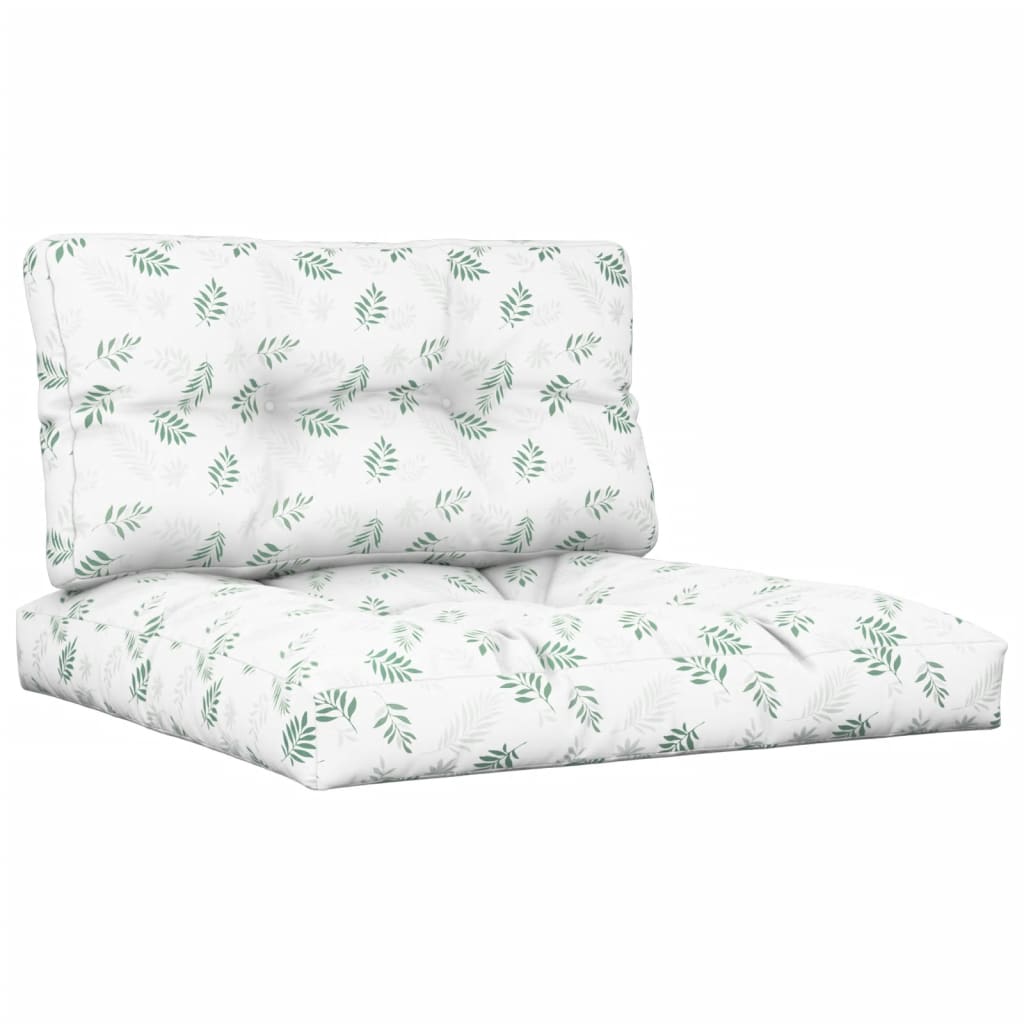 vidaXL Coussins de palette 2 pcs motif de feuilles tissu