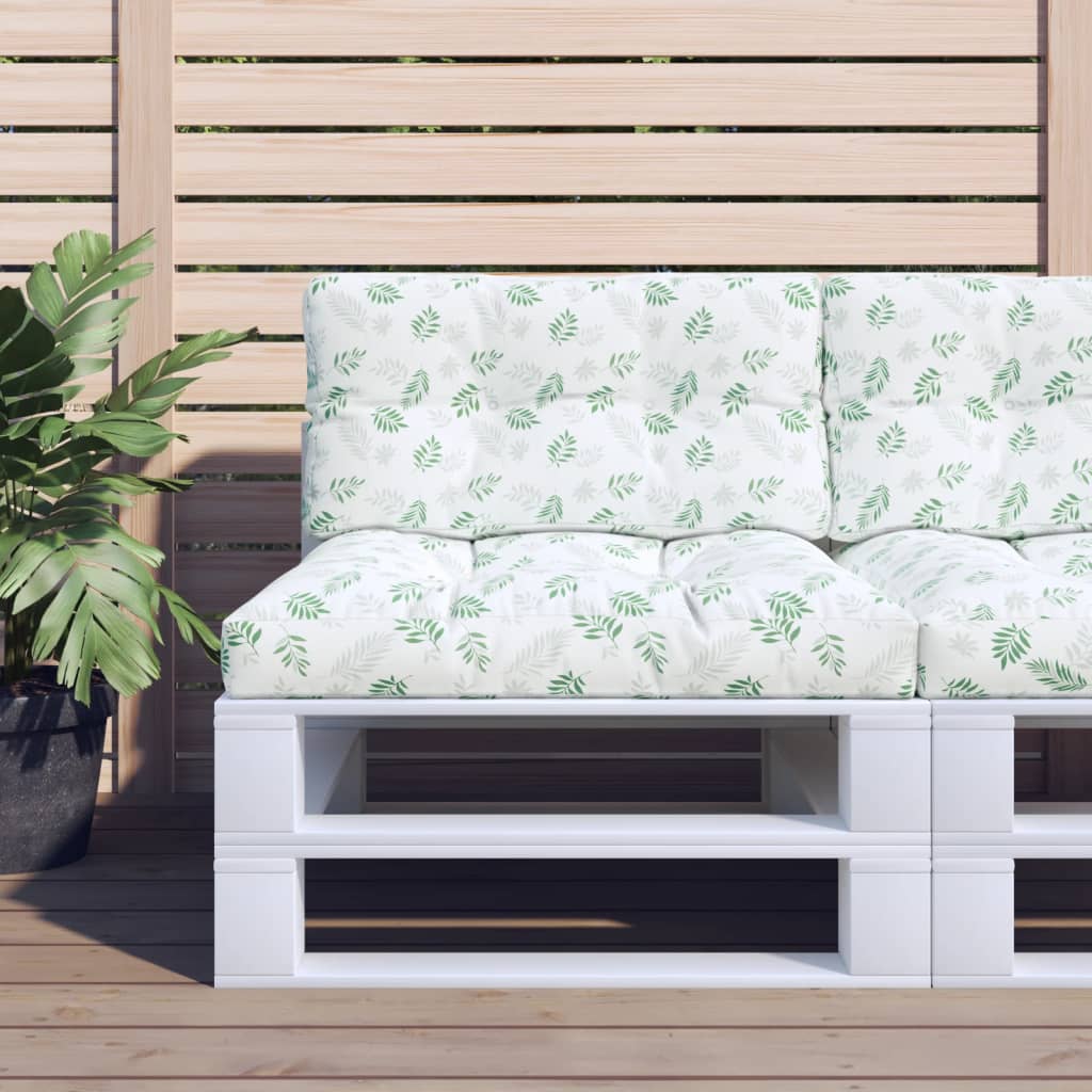 vidaXL Coussins de palette 2 pcs motif de feuilles tissu