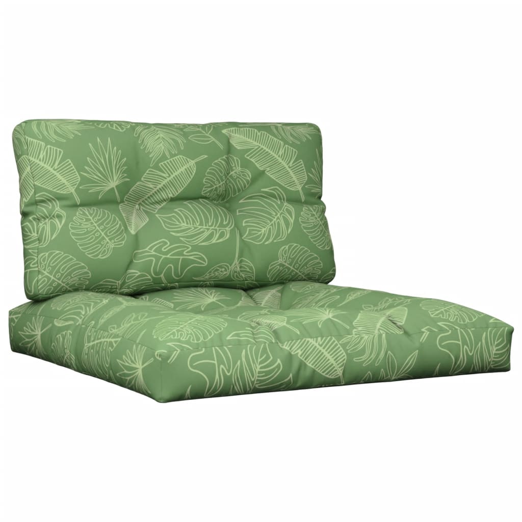 vidaXL Coussins de palette 2 pcs motif de feuilles tissu