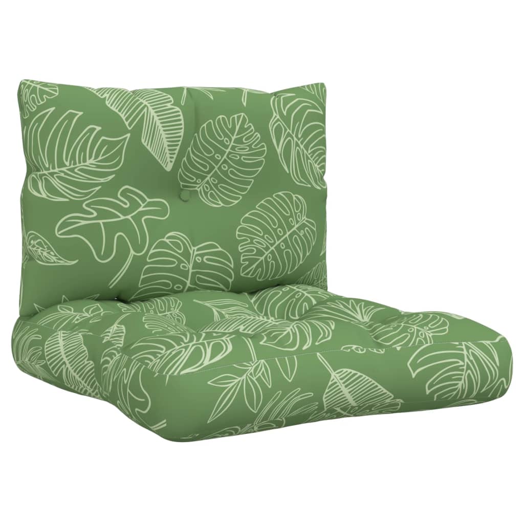 vidaXL Coussins de palette 2 pcs motif de feuilles tissu Oxford