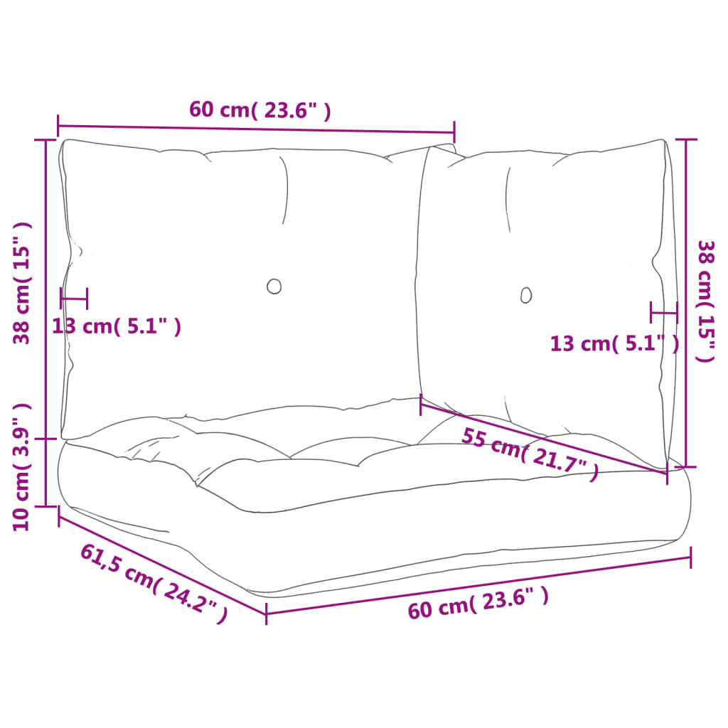 vidaXL Coussins de palette 3 pcs multicolore tissu Oxford