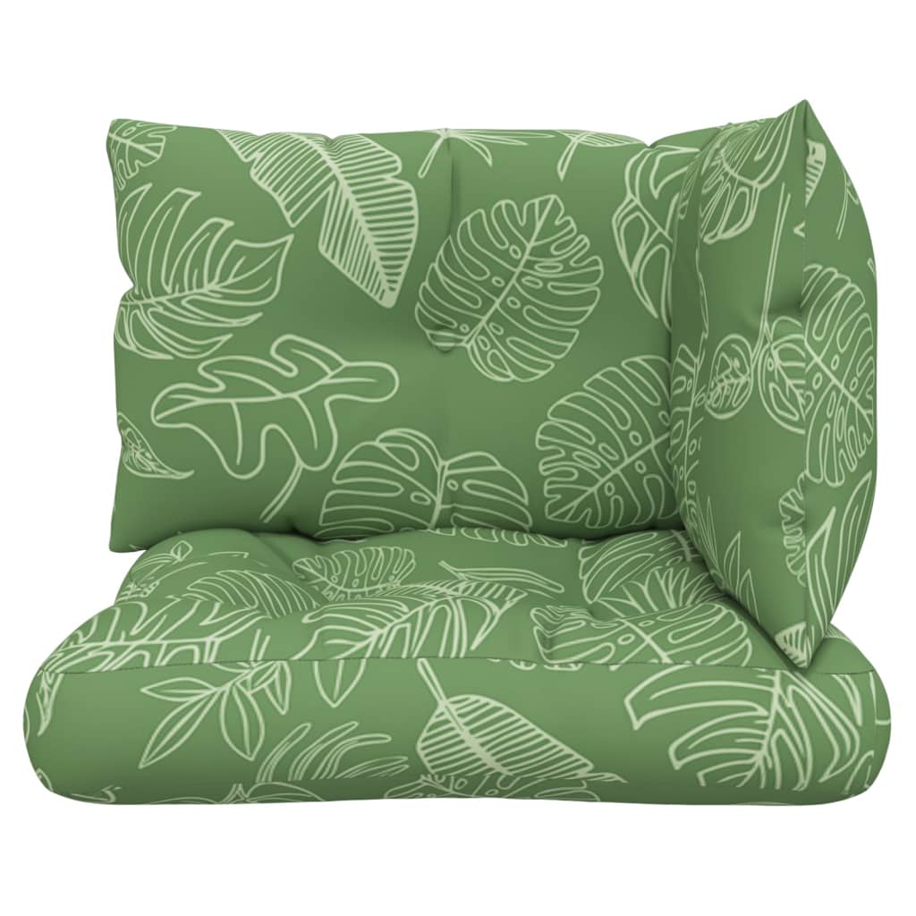 vidaXL Coussins de palette 3 pcs motif de feuilles tissu Oxford