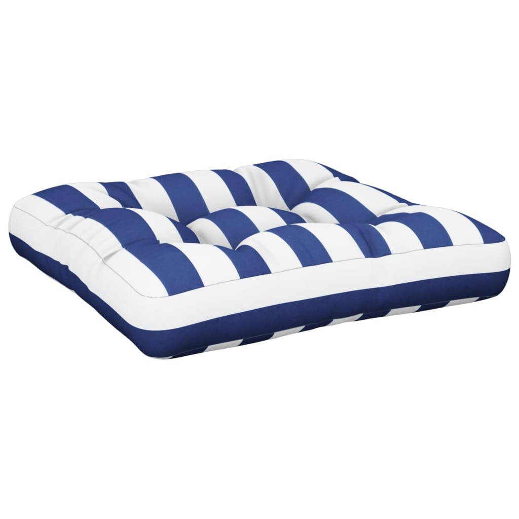 vidaXL Coussin de palette rayure bleue/blanche 60x61,5x10 cm tissu