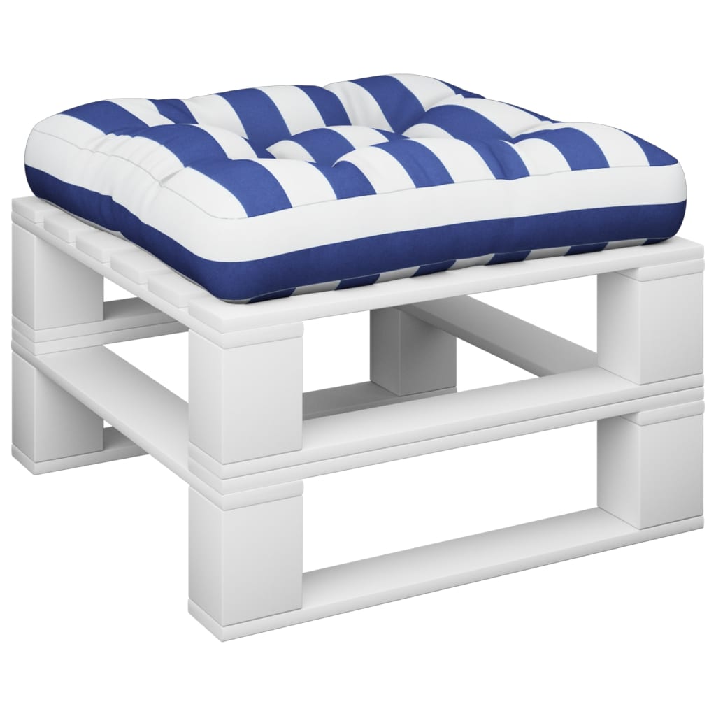 vidaXL Coussin de palette rayure bleue/blanche 60x61,5x10 cm tissu