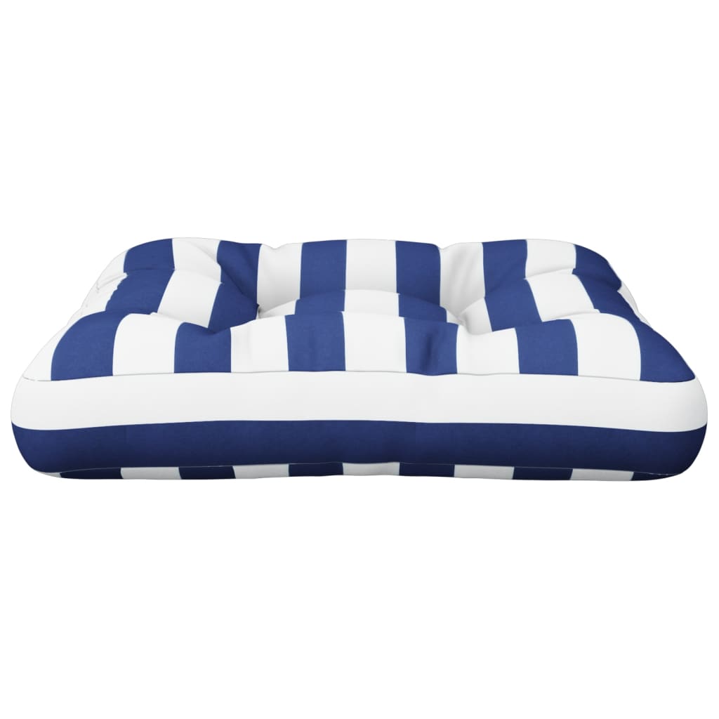 vidaXL Coussin de palette rayure bleue/blanche 60x61,5x10 cm tissu