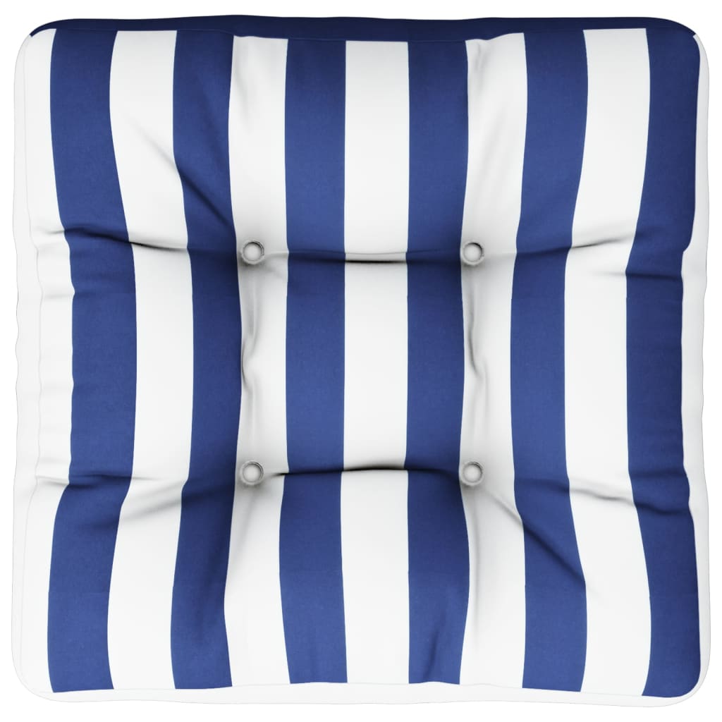 vidaXL Coussin de palette rayure bleue/blanche 60x61,5x10 cm tissu