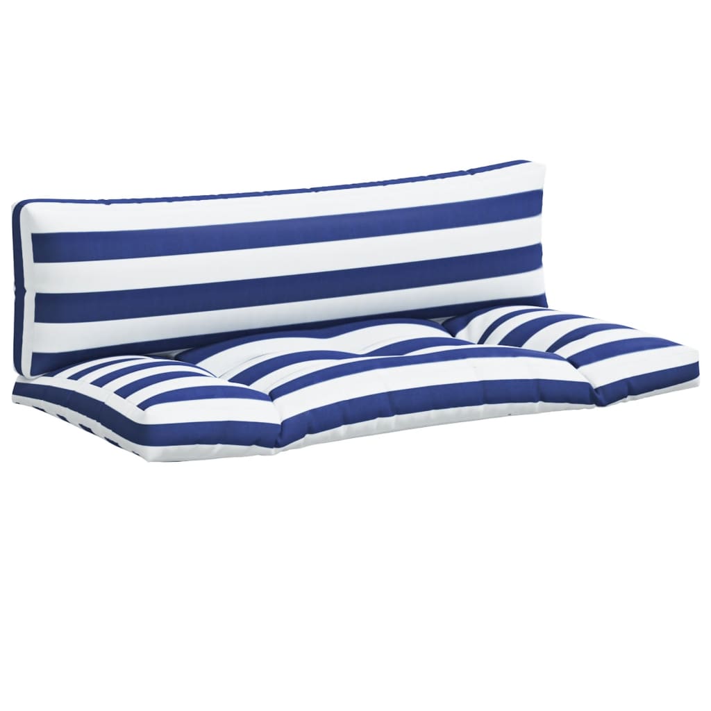 vidaXL Coussins de palette 2 pcs rayures bleues/blanches tissu oxford