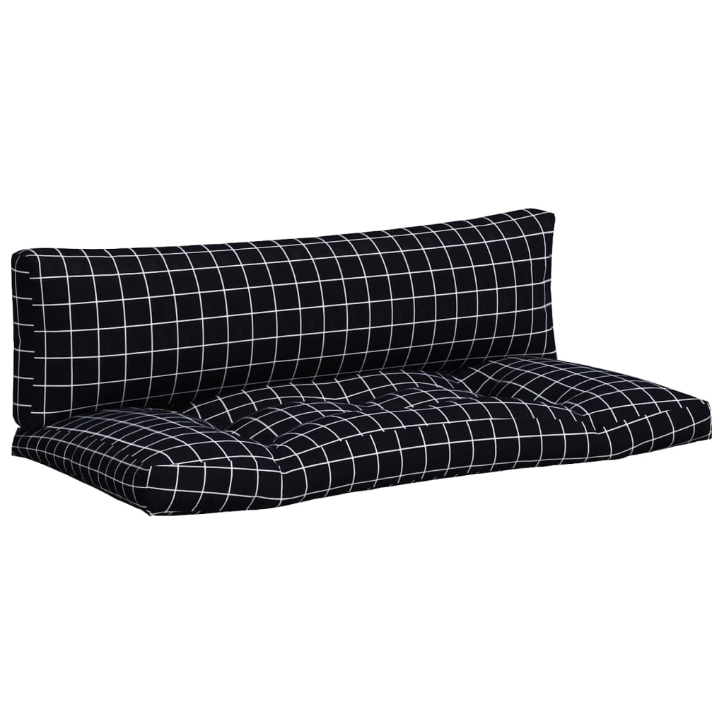 vidaXL Coussins de palette 2 pcs motif à carreaux noir tissu Oxford