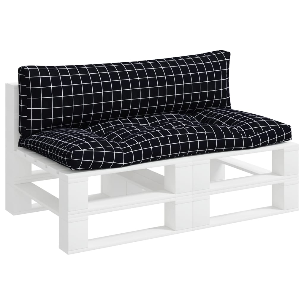 vidaXL Coussins de palette 2 pcs motif à carreaux noir tissu Oxford