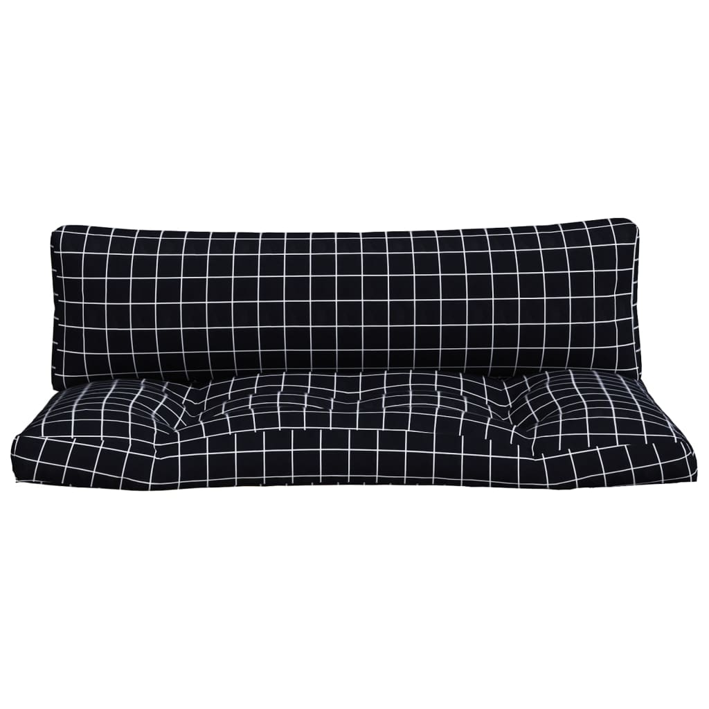 vidaXL Coussins de palette 2 pcs motif à carreaux noir tissu Oxford