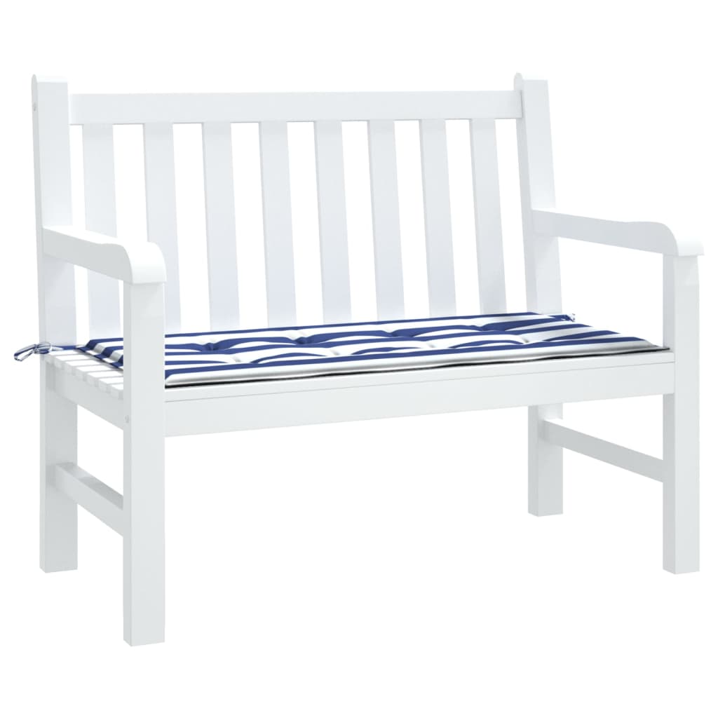 vidaXL Coussin de banc de jardin rayures bleues et blanches 100x50x3cm