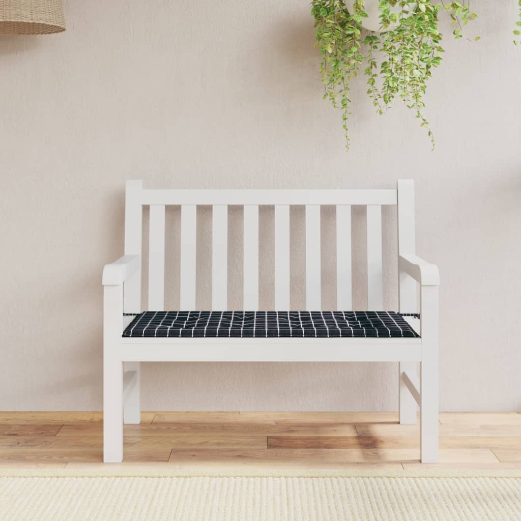 vidaXL Coussin de banc de jardin carreaux noir 100x50x3cm tissu oxford