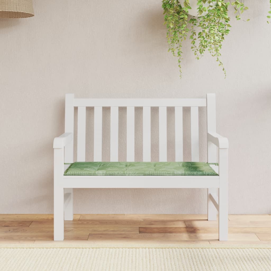vidaXL Coussin de banc de jardin motif de feuilles 100x50x3 cm