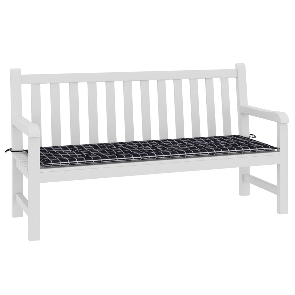 vidaXL Coussin de banc de jardin carreaux noir 150x50x3cm tissu oxford