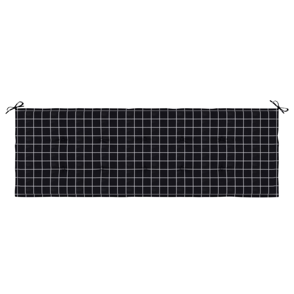 vidaXL Coussin de banc de jardin carreaux noir 150x50x3cm tissu oxford