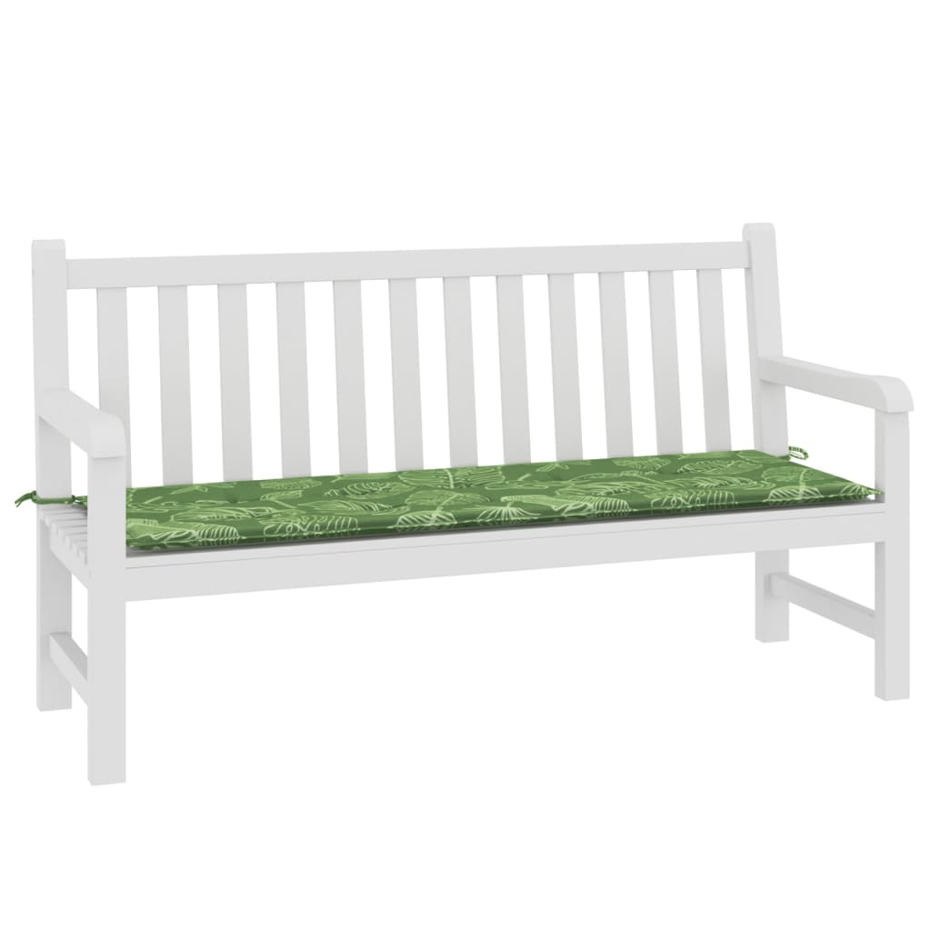 vidaXL Coussin de banc de jardin motif de feuilles 150x50x3 cm