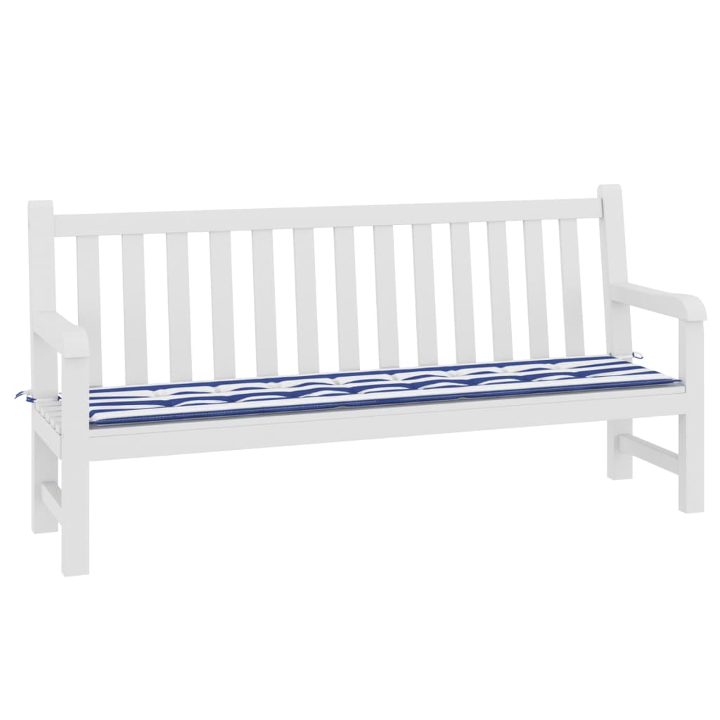 vidaXL Coussin de banc de jardin rayures bleues et blanches 200x50x3cm