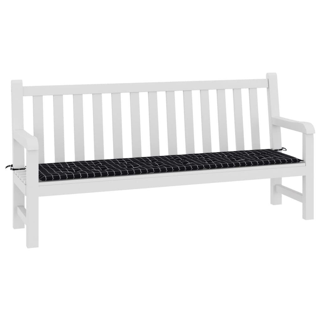 vidaXL Coussin de banc de jardin carreaux noir 200x50x3 cm tissu