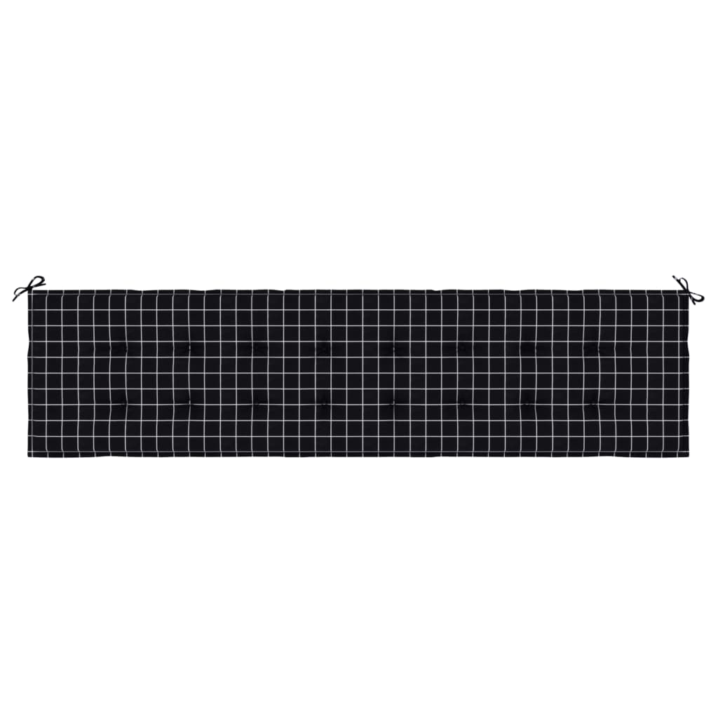 vidaXL Coussin de banc de jardin carreaux noir 200x50x3 cm tissu