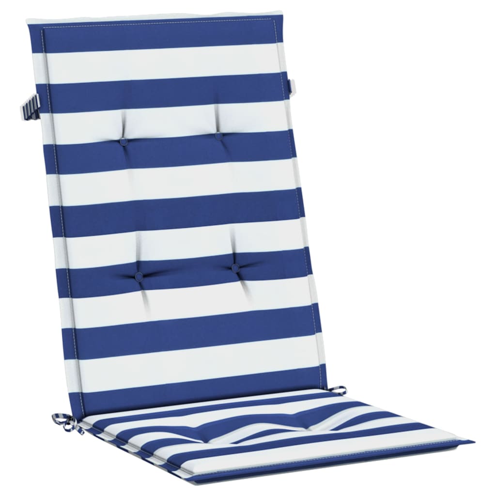 vidaXL Coussins de chaise à dossier haut 4pcs rayures bleu/blanc tissu