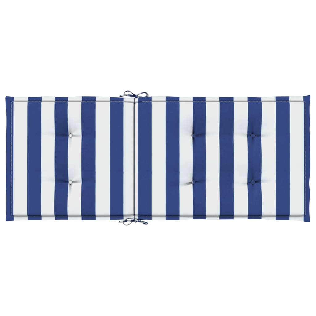 vidaXL Coussins de chaise à dossier haut 4pcs rayures bleu/blanc tissu