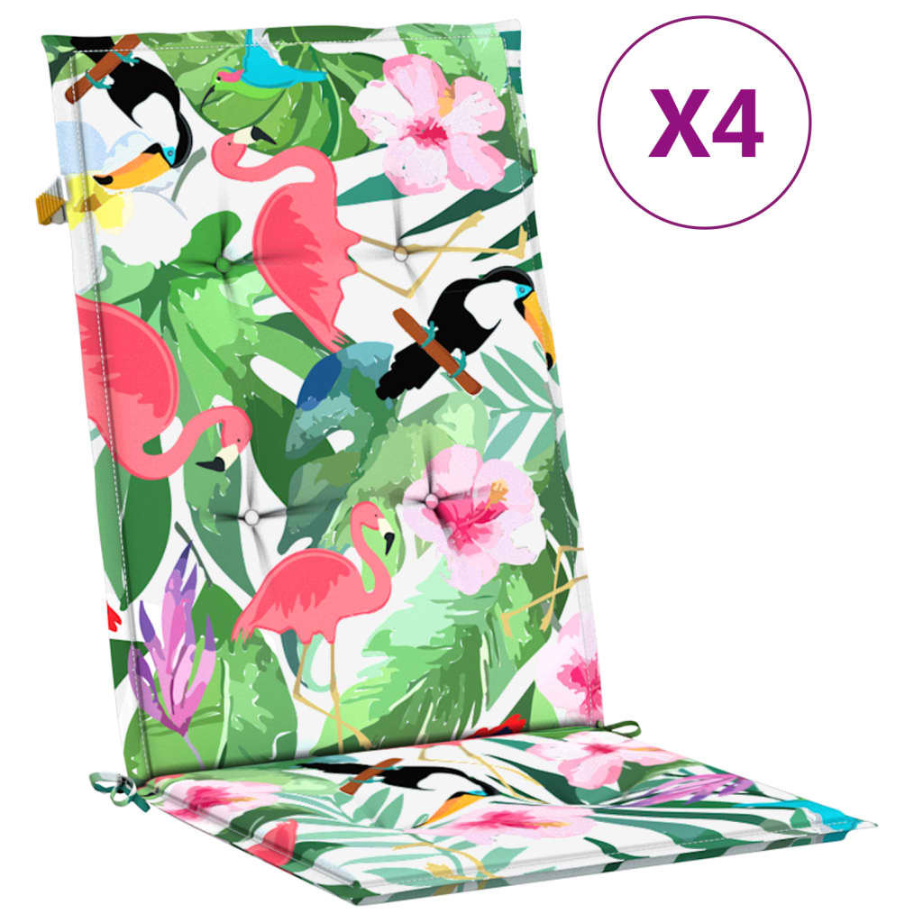 vidaXL Coussins de chaise à dossier haut 4 pcs multicolore tissu