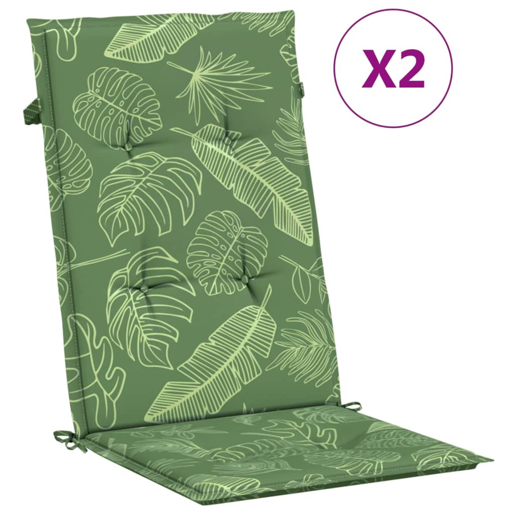 vidaXL Coussins de chaise à dossier haut 2 pcs modèle de feuille tissu