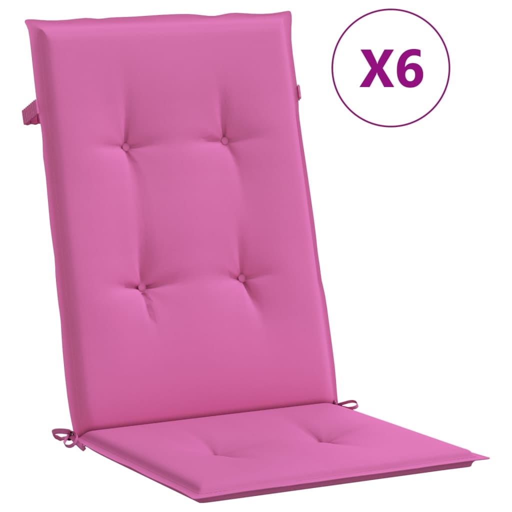 vidaXL Coussins de chaise à dossier haut 6 pcs rose tissu