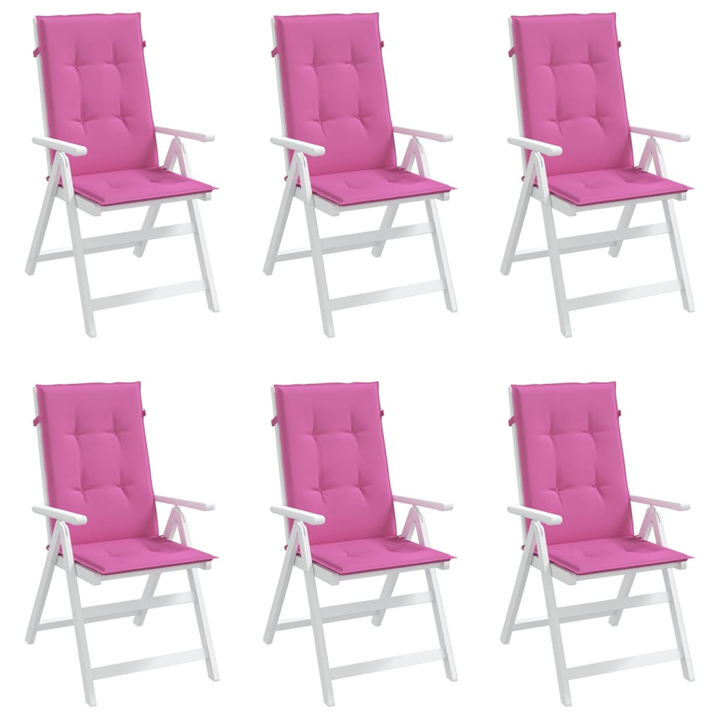 vidaXL Coussins de chaise à dossier haut 6 pcs rose tissu
