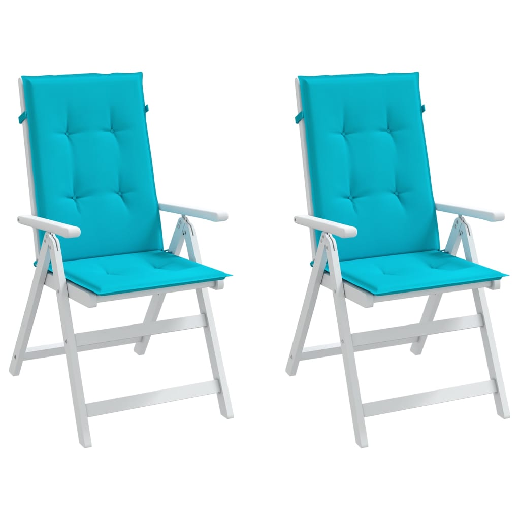 vidaXL Coussins de chaise à dossier haut 2 pcs turquoise tissu