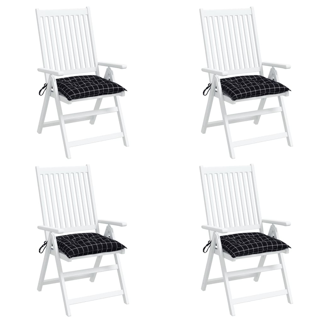 vidaXL Coussins de chaise 4 pcs carreaux noir 40x40x7 cm tissu