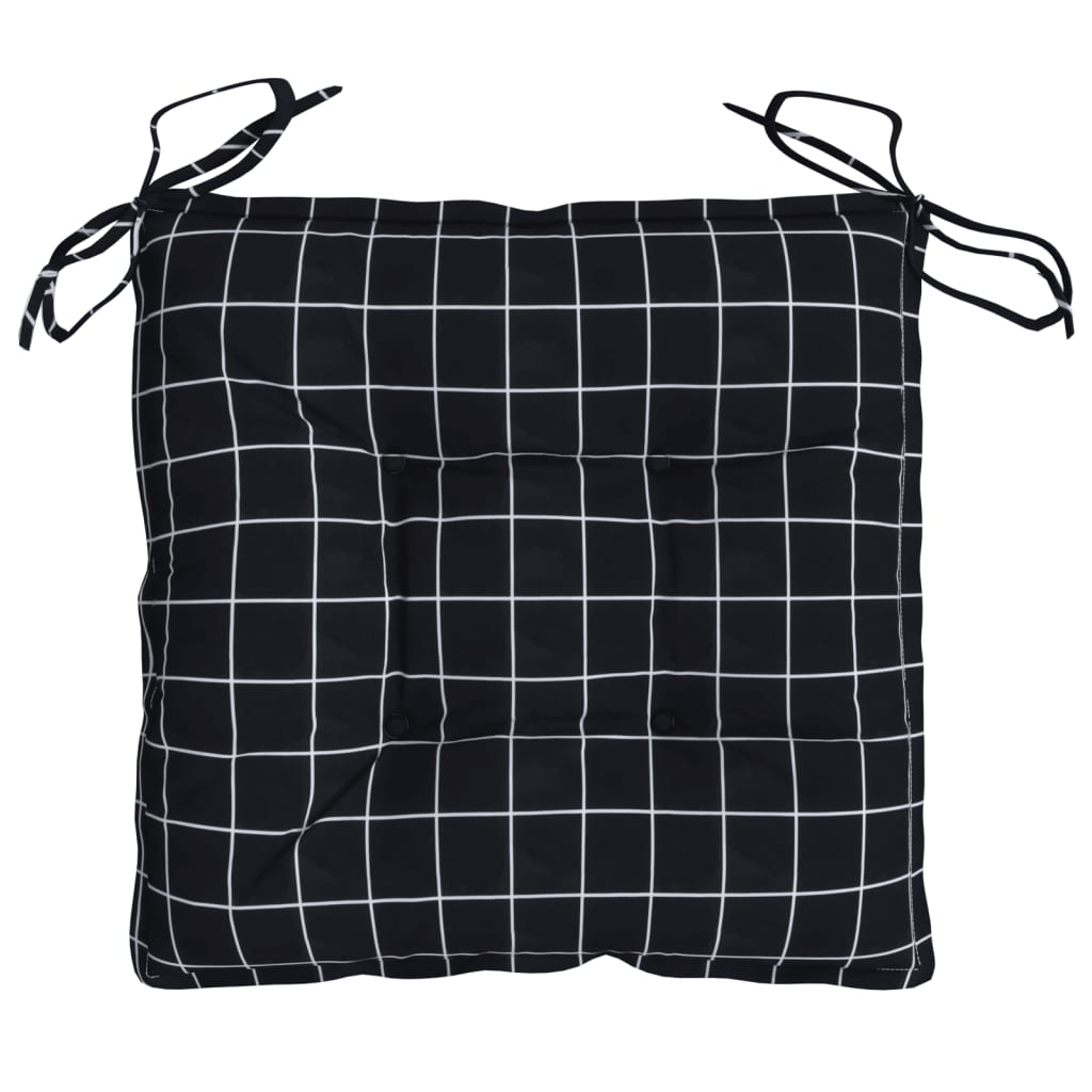 vidaXL Coussins de chaise 4 pcs carreaux noir 40x40x7 cm tissu