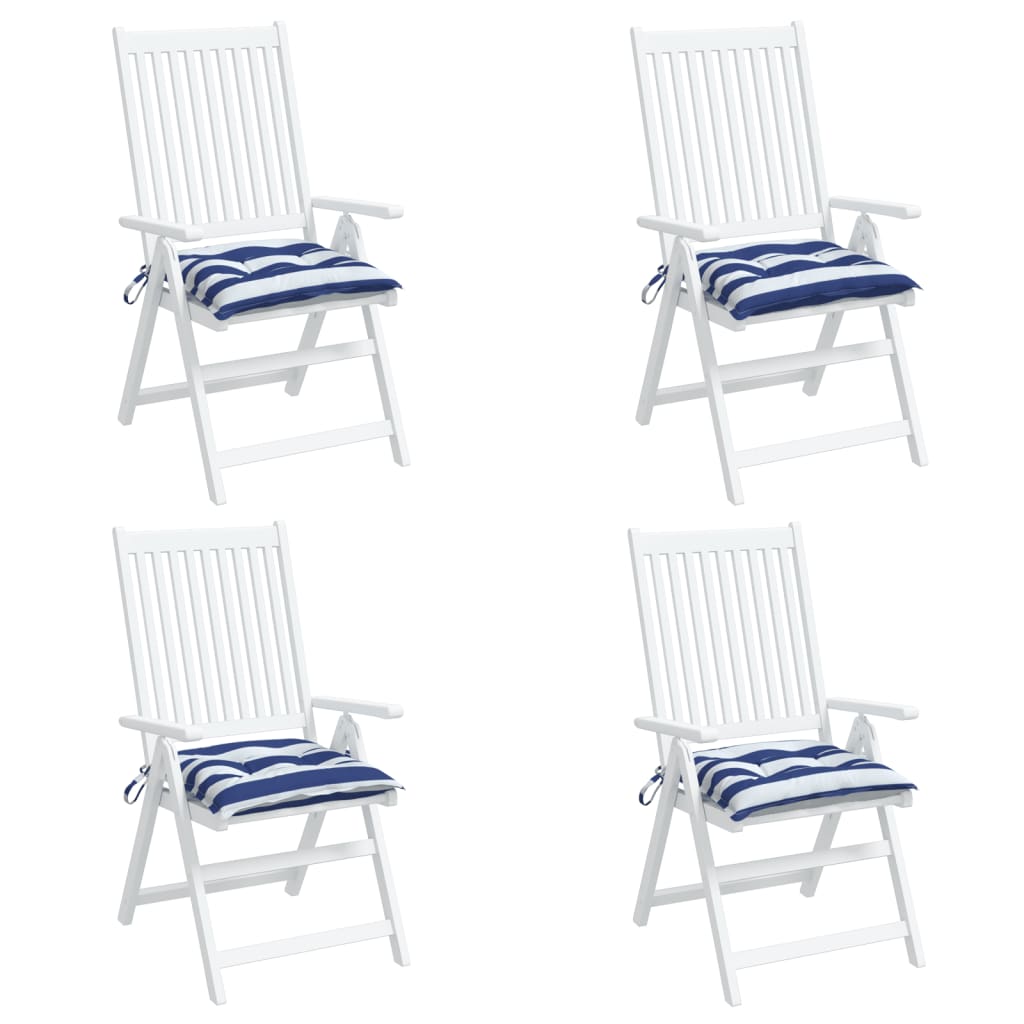 vidaXL Coussins de chaise 4 pcs rayures bleues et blanches 50x50x7 cm