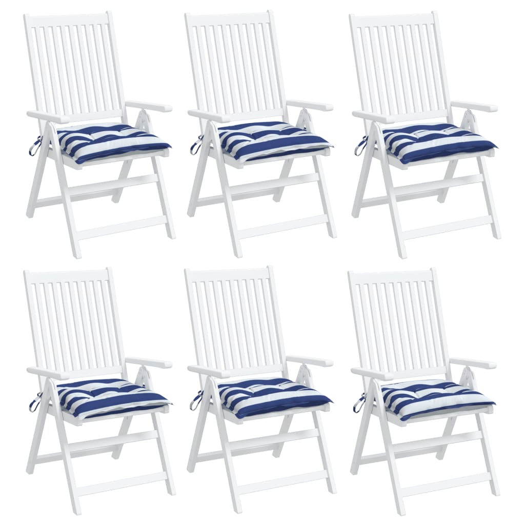 vidaXL Coussins de chaise 6 pcs rayures bleues et blanches 50x50x7 cm