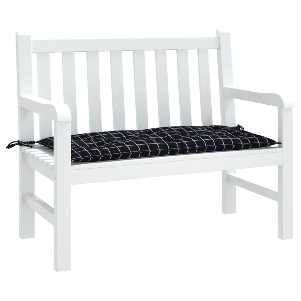 vidaXL Coussin de banc de jardin carreaux noir 100x50x7cm tissu oxford