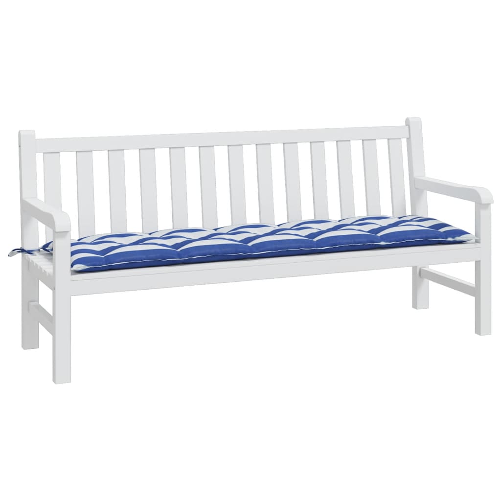 vidaXL Coussin de banc de jardin rayures bleues et blanches 180x50x7cm