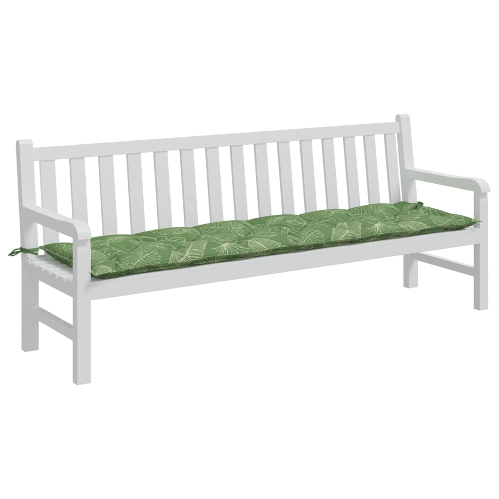 vidaXL Coussin de banc de jardin motif de feuilles 200x50x7 cm tissu