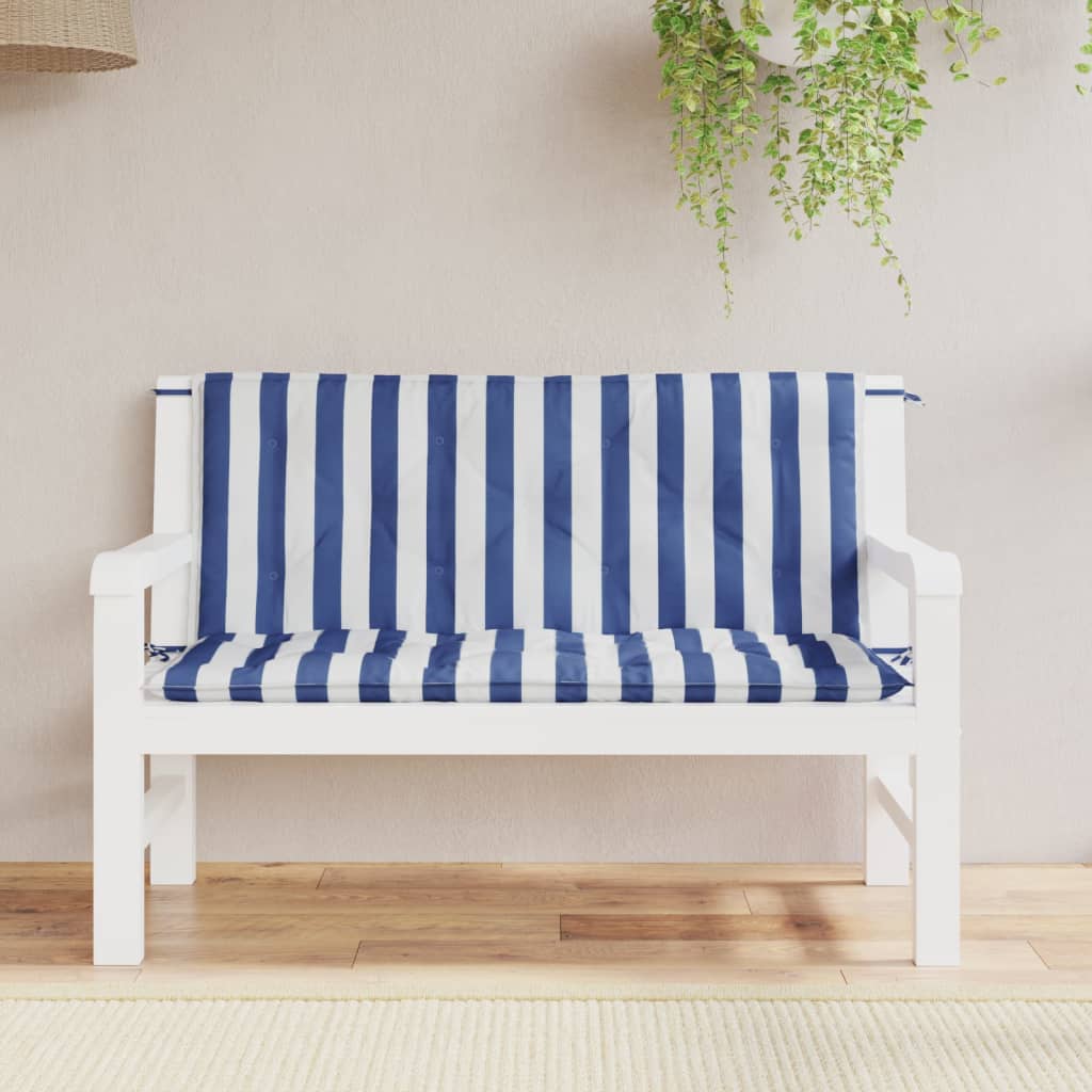 vidaXL Coussins de banc de jardin lot de 2 rayures bleues et blanches