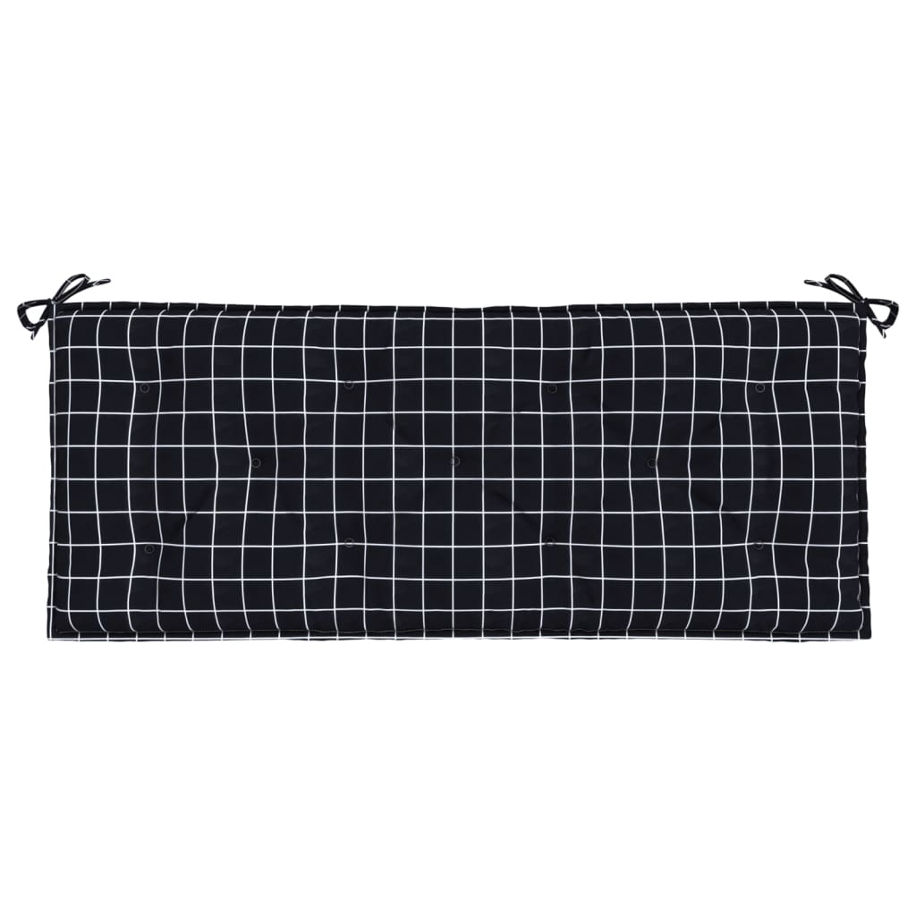 vidaXL Coussins de banc de jardin lot de 2 carreaux noir 120x50x7 cm