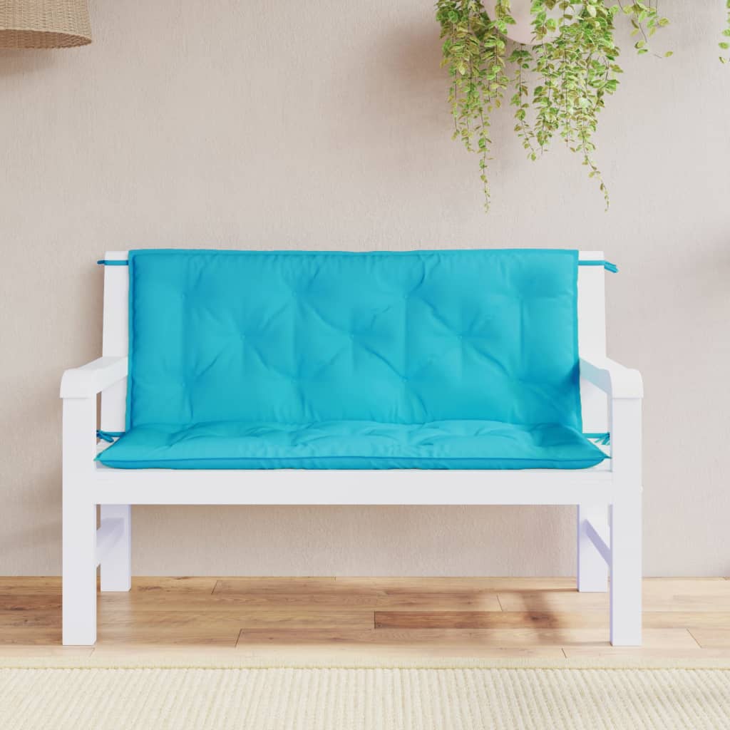 vidaXL Coussins de banc de jardin lot de 2 turquoise 120x50x7 cm tissu