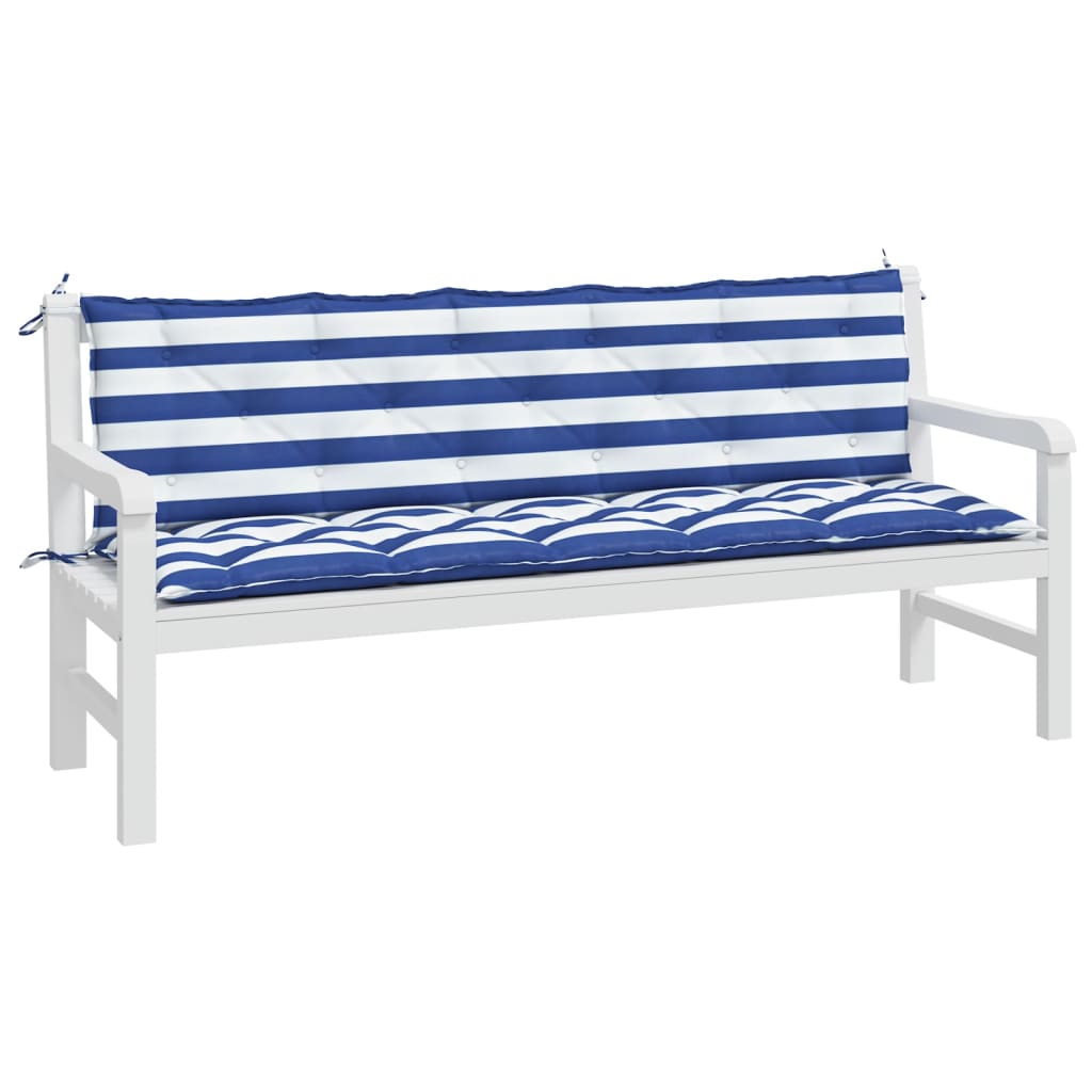 vidaXL Coussins de banc de jardin 2 pcs rayures bleues/blanches
