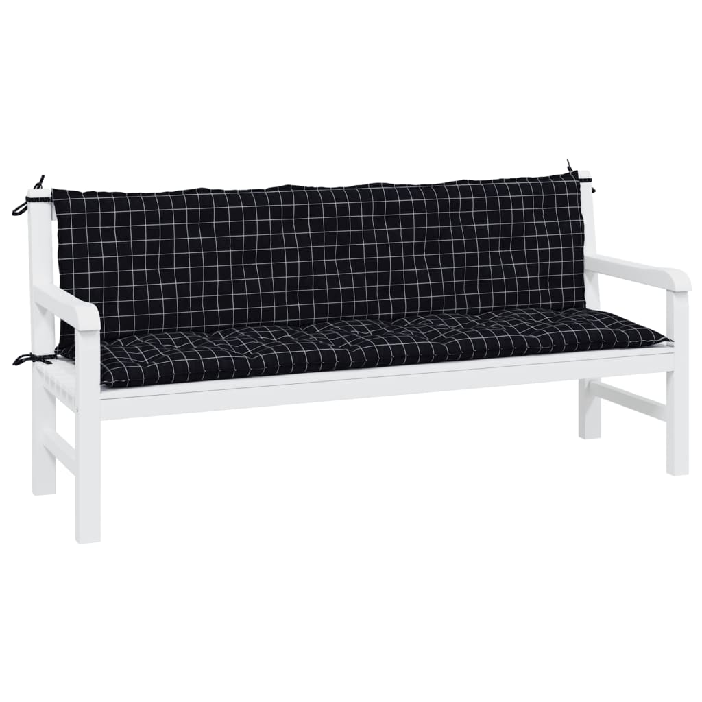 vidaXL Coussins de banc de jardin 2 pcs motif à carreaux noir