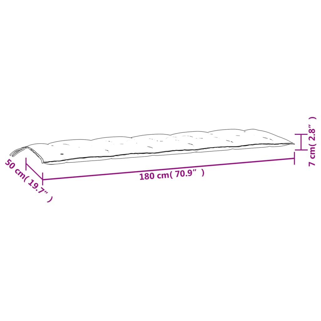 vidaXL Coussins de banc de jardin 2 pcs motif à carreaux noir