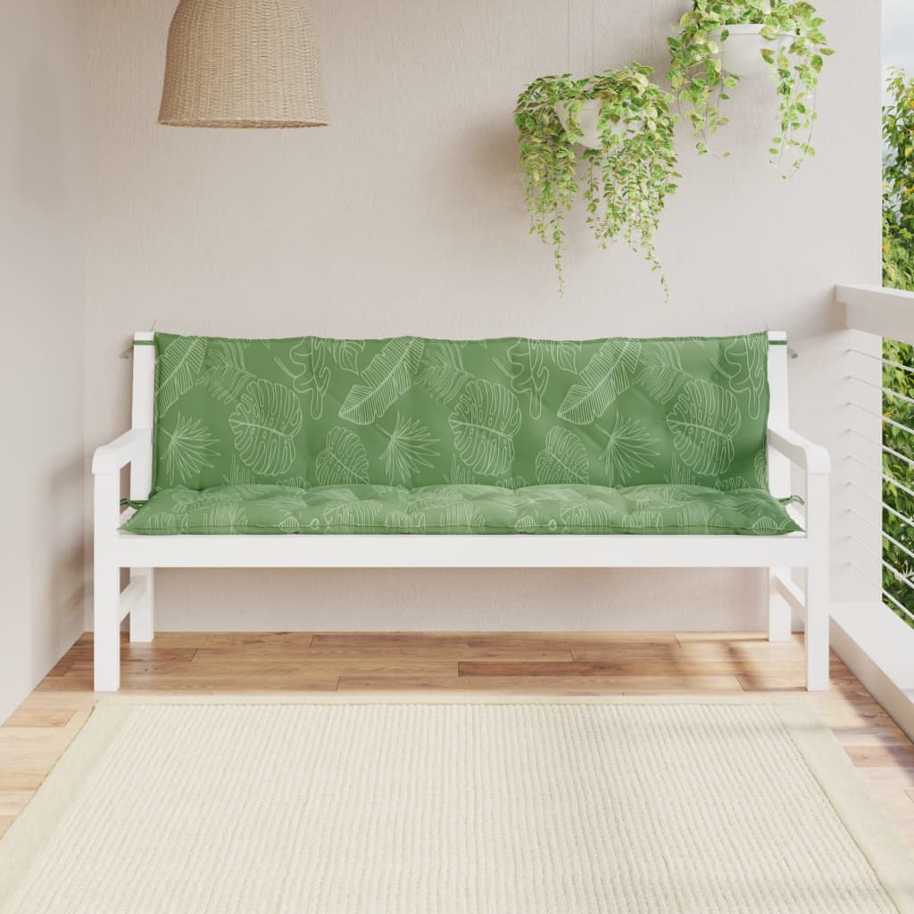 vidaXL Coussins de banc de jardin 2 pcs motif de feuilles tissu Oxford