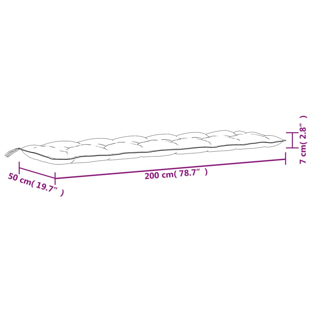 vidaXL Coussins de banc de jardin lot de 2 rose 200x50x7 cm tissu