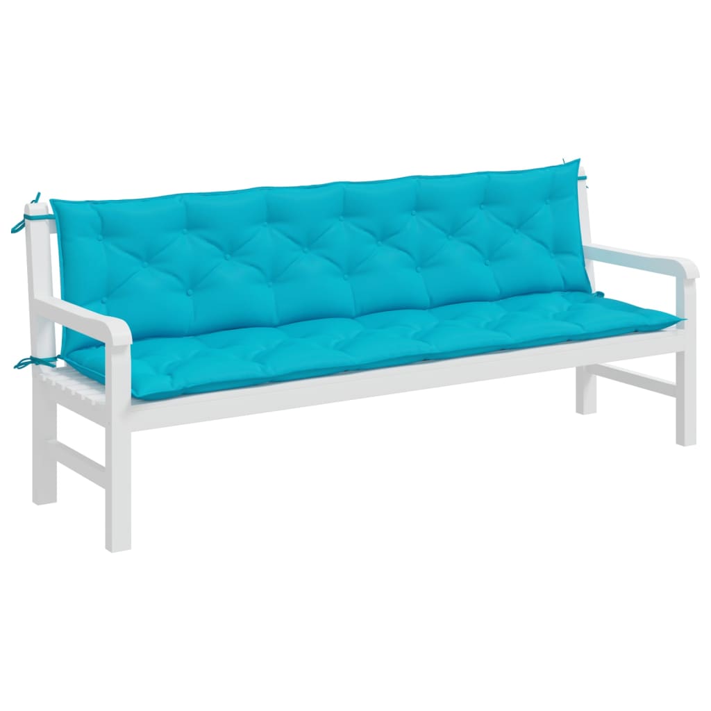 vidaXL Coussins de banc de jardin lot de 2 turquoise 200x50x7 cm tissu