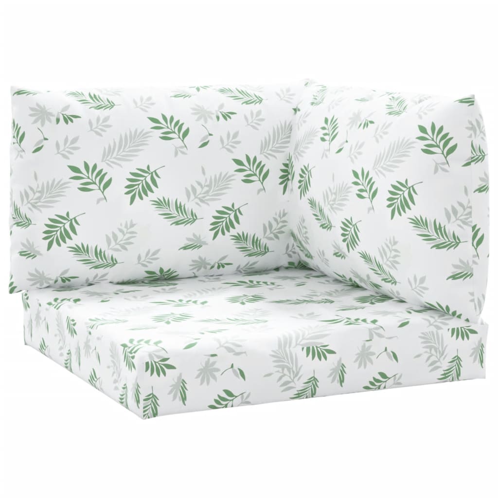 vidaXL Coussins de palette 3 pcs motif de feuilles tissu Oxford