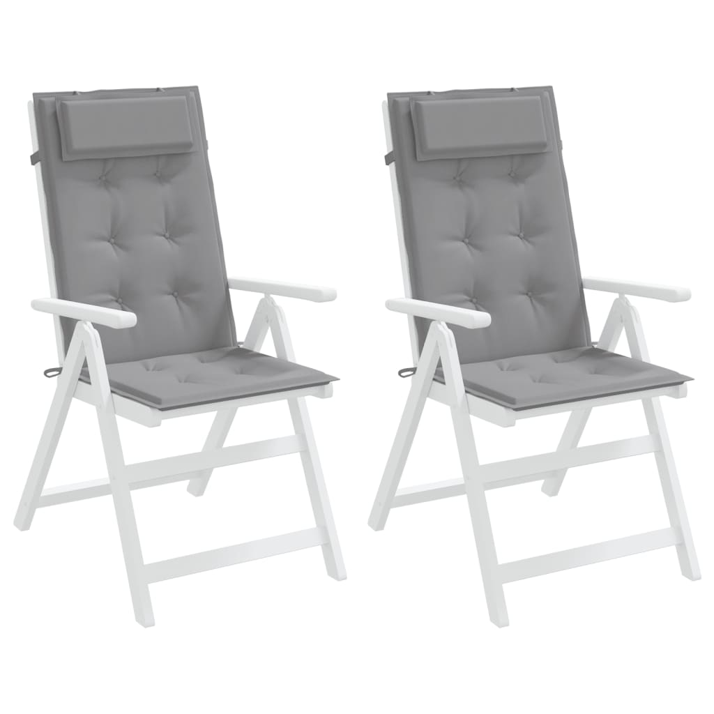 vidaXL Coussins de chaise à dossier haut lot de 2 gris tissu oxford